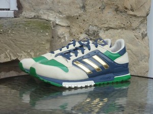 2008 Adidas Originals ZX600 UK12.5 / US13 niebieskie zielone off białe złoto rzadkie CW VNTG