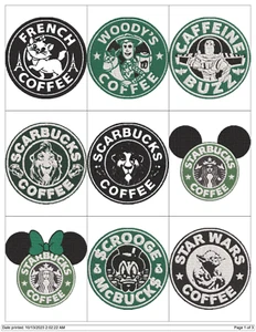 LOGOTIPOS DE CAFÉ MÁQUINA DE BORDAR DISEÑOS UNIDAD USB PES BROTHER - Imagen 1 de 23