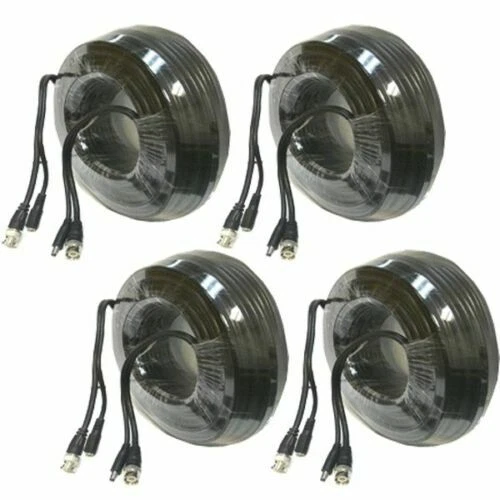 Lot of 4 CCTV Security Camera DVR Black 30FT RG59 BNC Power Video Cable  - Image 1 of 1
