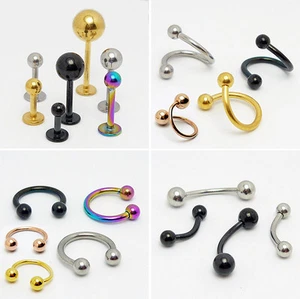 Lippenpiercing Hufeisen Spirale Augenbraue Labret Tragus Helix Ohr Piercing - Bild 1 von 6