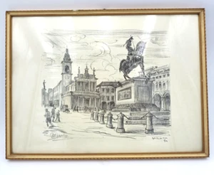 GARIAZZO PIER ANTONIO , QUADRETTO A CARBONCINO E GRAFITE , TORINO 54' - Imagen 1 de 4