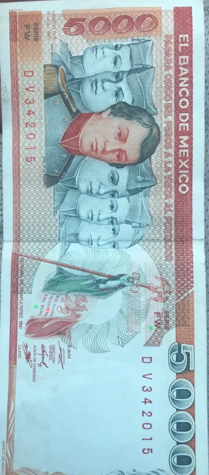 5000 Pagara Cinco Mil Pesos A La Vista Al Portador 1985 年 7 月 19 日 — 第 1/2 张图片