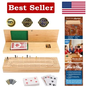 Reisefreundliches Holz Cribbage Brett und Karten Set - kompaktes Design für Familien - Bild 1 von 11