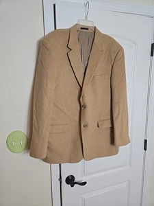 T Harris Camel Hair Blazer Mens Size 46R Tan Business 2 Button Sport Coat Jacket - Picture 1 of 24