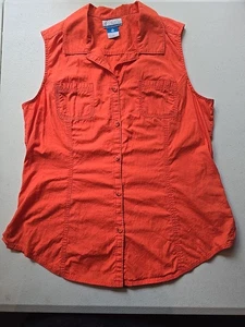 Camiseta sin mangas Columbia para mujer mediana naranja coral botones bolsillos sin mangas - Imagen 1 de 7