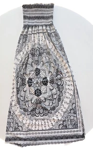 Maxi Vestido She's Cool Sin Tirantes Calado Mediano Paisley Negro Azul Off-White Boho - Imagen 1 de 4
