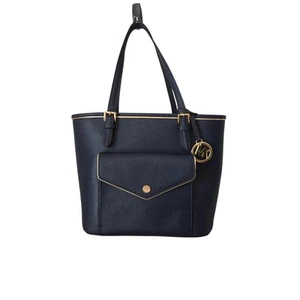 MK Michael Kors Saffiano Frame Navy Leather Tote Bag Purse Handbag EUC - Picture 1 of 6