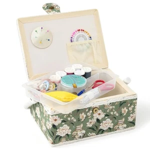 Sewing Basket - Medium Sewing Box for Sewing Supplies, Sewing Organizer Box S... - Picture 1 of 6
