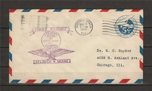 US 1929 FFC Cover airmail First Flight Atlanta Miami Daytona Beach Chicago - Picture 1 of 1