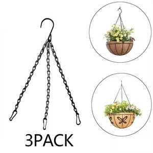 3 Pack 14 Inch Hanging Baskets Chain Replacements with Hooks for Flower Pot - Picture 1 of 14