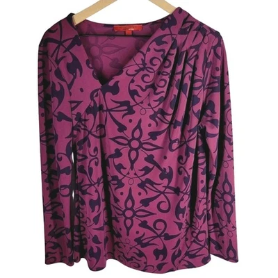 DESIGN NATION by Narciso Rodriguez Asymmetrical Abstract Floral Stretch Top L - Image 1 of 4