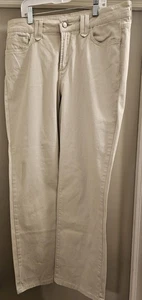 Pantalones de mezclilla Not Your Daughters Hayden de sarga recta, color crema, talla 10 - Imagen 1 de 8