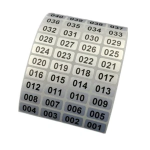 Consecutive Number Inventory Stickers Waterproof 0.39 X 0.78 Inch Black Printing - Picture 1 of 3