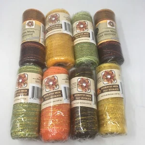 Lot of 8 Decorative Mesh 6x5 yds Yellow/Gold, Brown, Green, Orange NEW - Picture 1 of 12