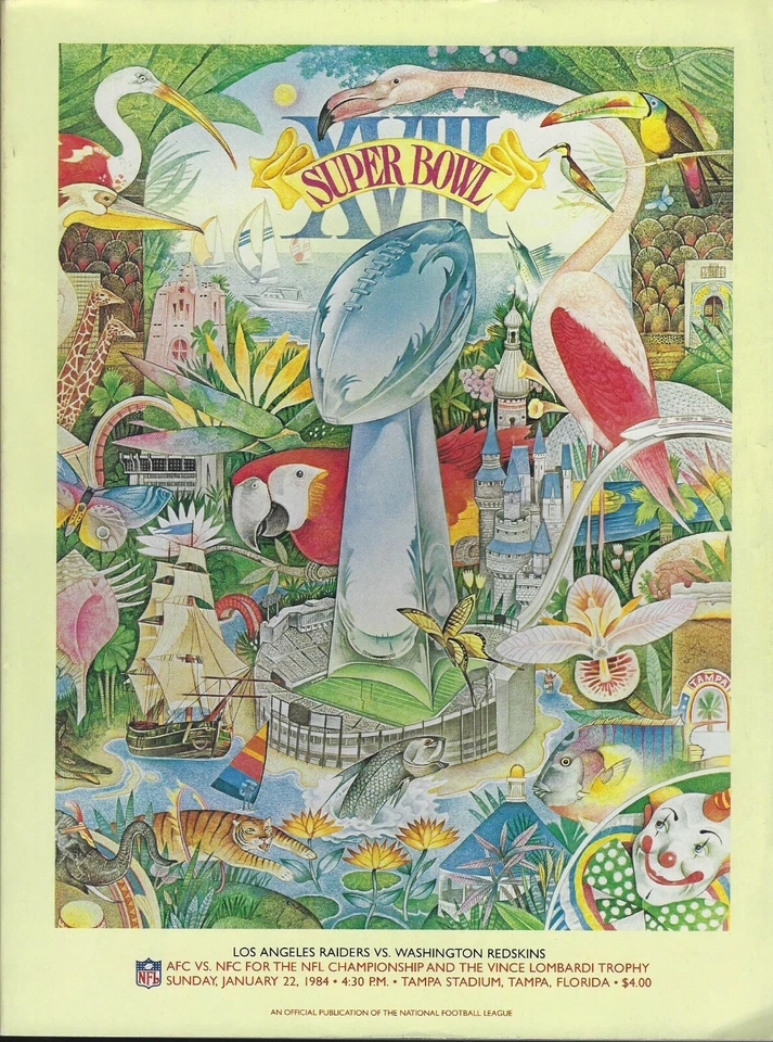 1983 Super Bowl XVIII Program - LA Raiders vs Washington Redskins EX- Condition - Image 1 of 1