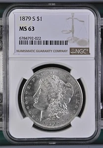 1879-S Morgan Silver Dollar $1 – NGC MS 63 – San Francisco Mint Luster - Picture 1 of 2
