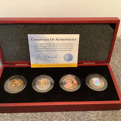 2010 Franklin Mint Kennedy Half Dollar Set Lot Of Four Beautiful Cover