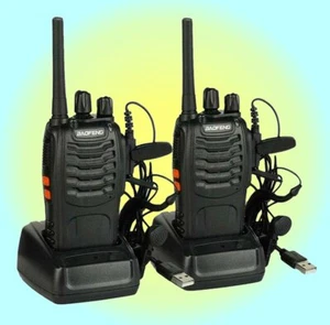 2 Way Radios with Earpieces x2 BAOFENG BF-888S PMR446 FM Transceivers Long Range - Picture 1 of 12