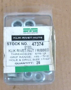 Marson 5/16"-18 ML Series Ribbed Rivet-Nuts P/N 47374, Pack Of 25 - Picture 1 of 8