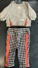 Adorable Baby Girls 7 for All mankind Sweatshirt and Houndstooth Pants Sz 3-6 Mo