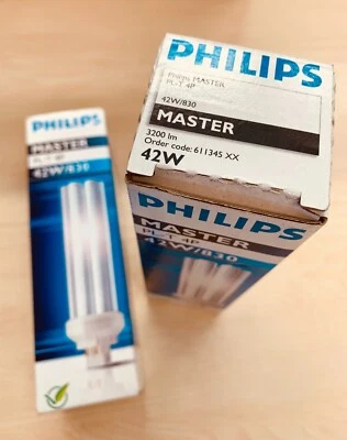 NEW SET OF 2 42W Philips GX24Q-4 4 pin 4000K Lamp Cool White 830 Light Bulb PLL - Image 1 of 4