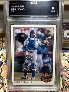 Tarjeta de novato O-PEE-CHEE PREMIER MIKE PIAZZA #26 1993 TGA 9 como nueva - Imagen 1 de 3