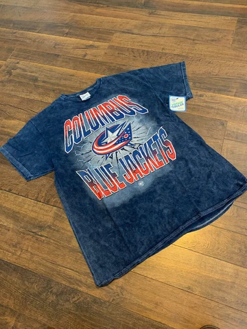 NHL COLUMBUS BLUE JACKETS MEN'S VINTAGE TUBULAR t-shirt, blue, 2XL, New, '47 Cover