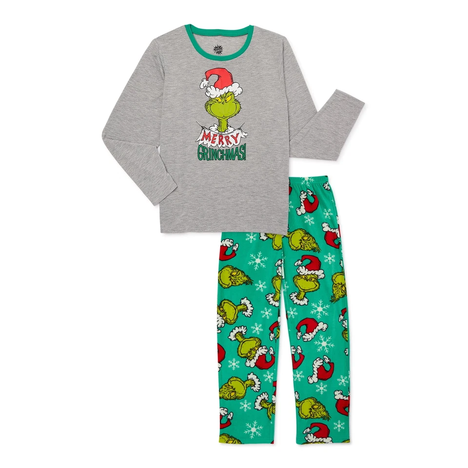 Conjunto Pijama Niños El Grinch Camisa Pantalones Niños Niñas Navidad 6 14 16 Dr Seuss Foto 1 de 4