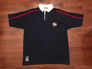 TETLEY'S BREWERY S/S RUGBY SHIRT MENS XL BLUE WHITE RED OFFICIAL BEER ENGLAND - Picture 1 of 6