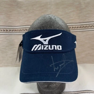 Sombrero visera de golf Mizuno firmado por Luke Donald azul firma autografiada Foto 1 de 4