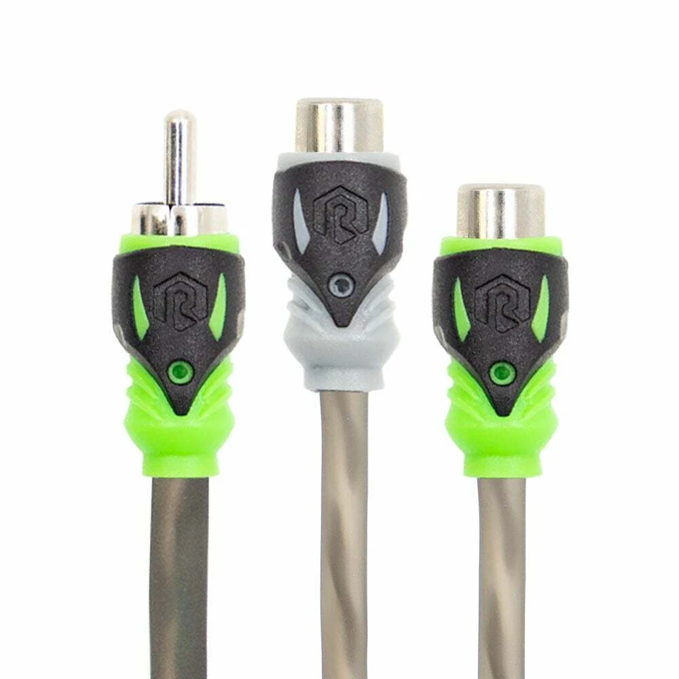 Raptor R5Y2 2 Channel Visible Dual Twist RCA Y Adaptor 2 Female 1 Male - Image 1 of 3