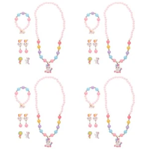 4 Sets Unicorn Necklace Bracelet Children's Jewelry Girl Accessories Toddler - Picture 1 of 12