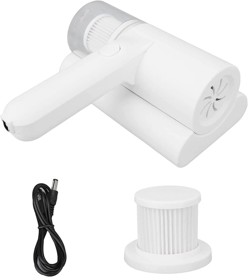 Tragbarer drahtloser Staubsauger für Bettmatratzen mit UV-Licht/Heißluft, Weiß - Bild 1 von 4