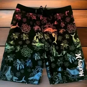 Pantaloncini da tavolo con cordini Hurley ragazzi giovani costume da bagno con tasca taglia 20/30 - Foto 1 di 4