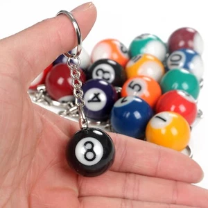 16 pcs Billiard Snooker Keyring Ball Keychain Key Ring 2.5cm Resin Pool Balls - Picture 1 of 5