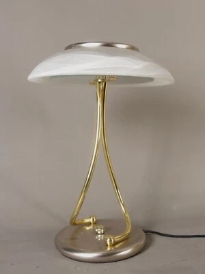 Elegante Tischleuchte Chrom Messing Glas Dimmbar  Lampe inklusive Leuchtmittel - Bild 1 von 4