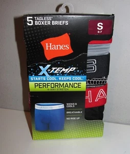 Boys Hanes X-Temp Boxer Briefs 5 PACK (Size Small 6-7) BRAND NEW IN PACKAGE - Picture 1 of 4