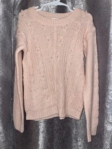 Girls Pink Angel Pearl Cable kint Sweater Size 6X - Picture 1 of 5
