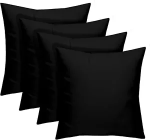 RSH Decor Set of 4 Decorative Outdoor Throw Pillows, 17" x 17" Black Solid - Picture 1 of 5