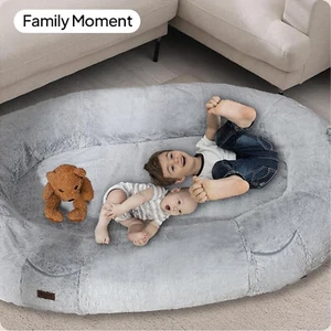 Extra-Jumbo Human Dog Bed Gel Memory Foam Kid and Pet Play Mattress 74"x50"x12"  - Picture 1 of 9