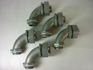 FIVE ( 5 ) EGS NEER 1" CONNECTOR 90 DEGREE LIQUID TIGHT FITTING CONDUIT LML-31 - Picture 1 of 5