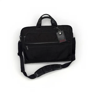 Tumi Black Slim Briefcase Ballistic Nylon Large Laptop Portfolio 26111D4 - Picture 1 of 14