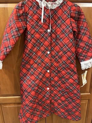 Винтажный Rainbow Creek девочек выстеганный рождественский праздничный халат кружевной отделки новый с Ярлыками! - Изображение 1 из 4