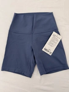 LULULEMON Align High Rise Short 6” Washed Denim Size 4, New With Tags - Picture 1 of 6