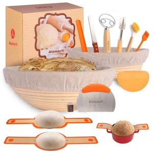 9-Inch Round & 10-Oval Bread Banneton Proofing Basket - Set of 2, Sourdough B... - Picture 1 of 6