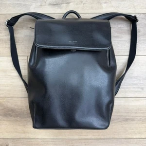 Matt & Nat Vegan Leather Black Backpack Minimalist Laptop Travel School Bag - Picture 1 of 14