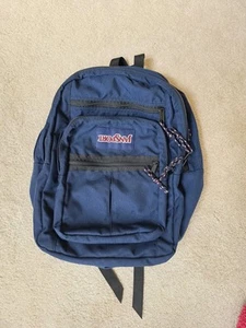 Jansport Navy Blue Backpack Upside Down Label AS IS - Picture 1 of 17