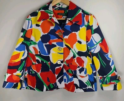 Chaqueta Blazer Ralph Lauren Mujer Med Multicolor Estampado Floral Botones Dorados Foto 1 de 4