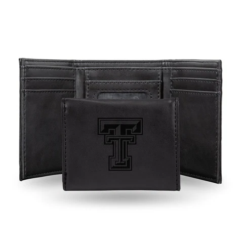 Texas Tech Red Raiders Laser Engraved Black Trifold Wallet Cover