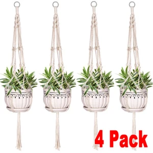 Colgador de plantas maceta soporte para plantas exterior grande 4 patas macramé yute 41 pulgadas - Imagen 1 de 15
